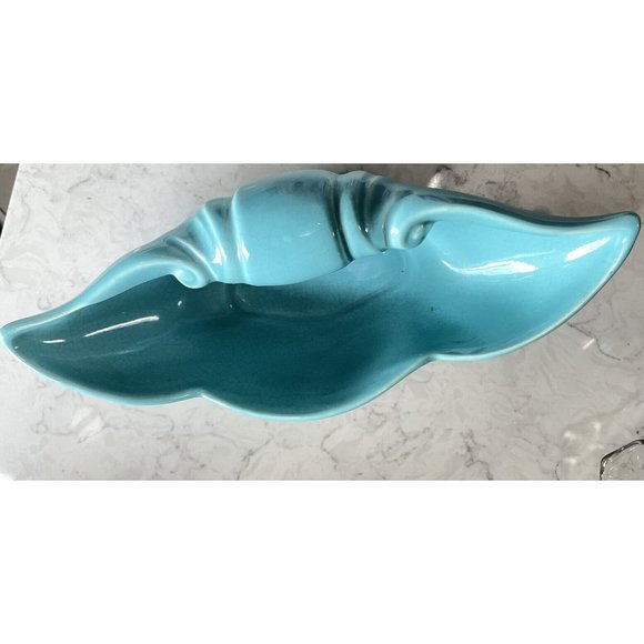 MCM California West Coast Pottery USA Turquoise Blue Aqua Dish / Bowl / Planter - Picture 8 of 8